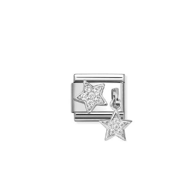 Composable Classic Link Silver and CZ Pave Star and Star Sparkly & Stones Charms