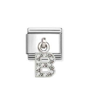 Composable Classic Link Letter B Pendant In Silver And Stones