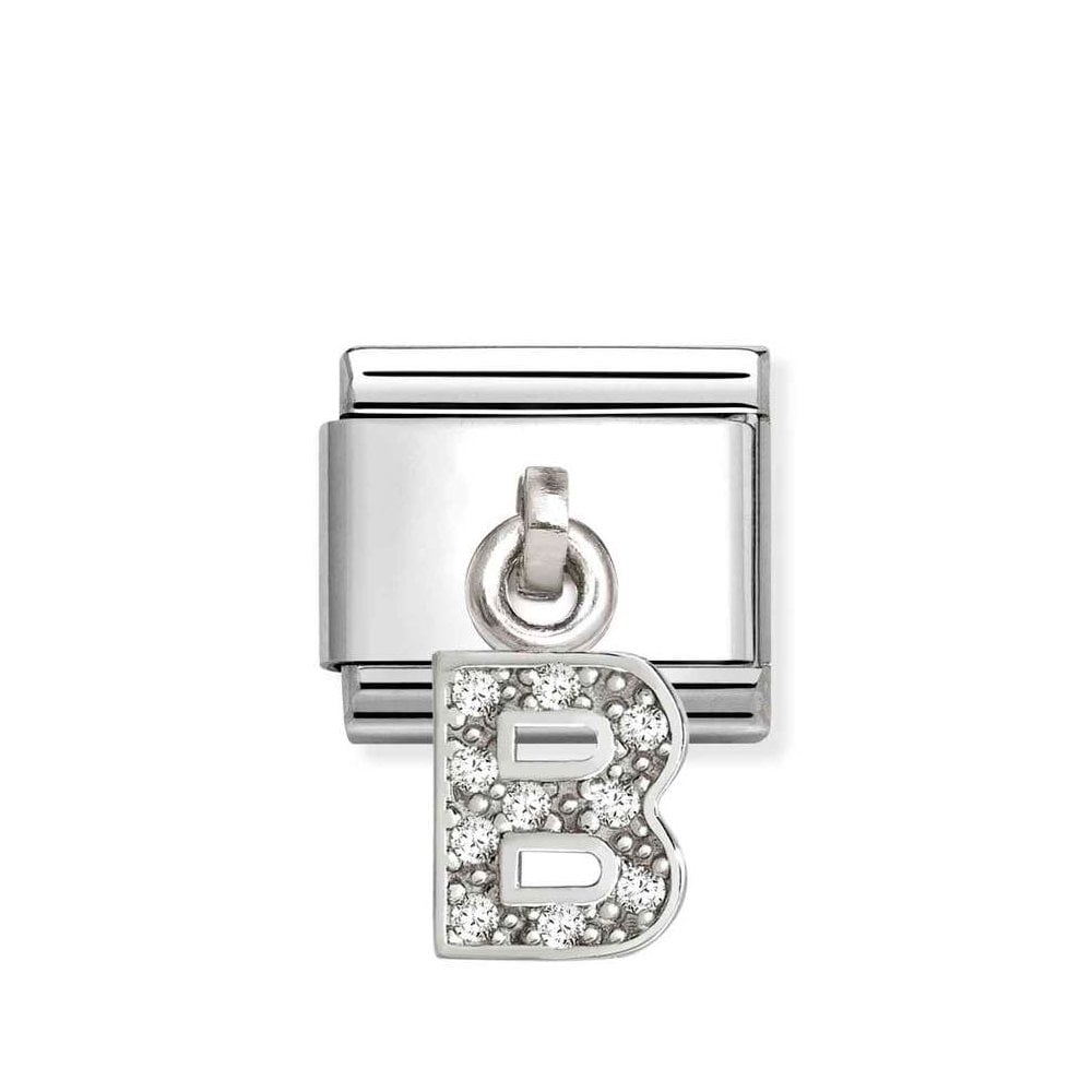 Composable Classic Link Letter B Pendant In Silver And Stones