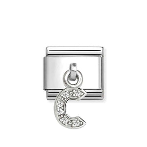 Composable Classic Link Letter C Pendant In Silver And Stones