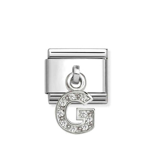 Composable Classic Link Letter G Pendant In Silver And Stones