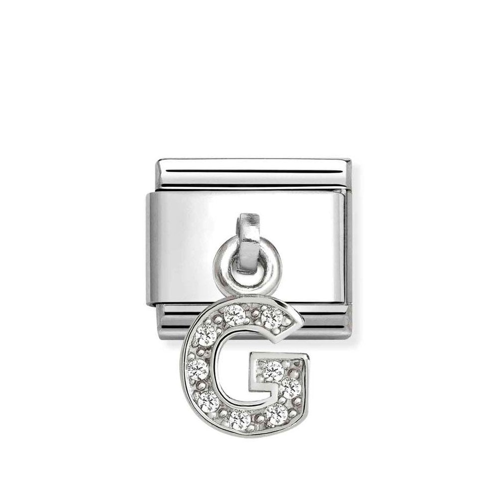 Composable Classic Link Letter G Pendant In Silver And Stones