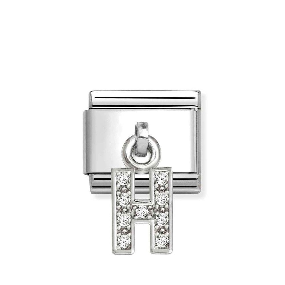 Composable Classic Link Letter H Pendant In Silver And Stones