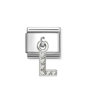 Composable Classic Link Letter L Pendant In Silver And Stones