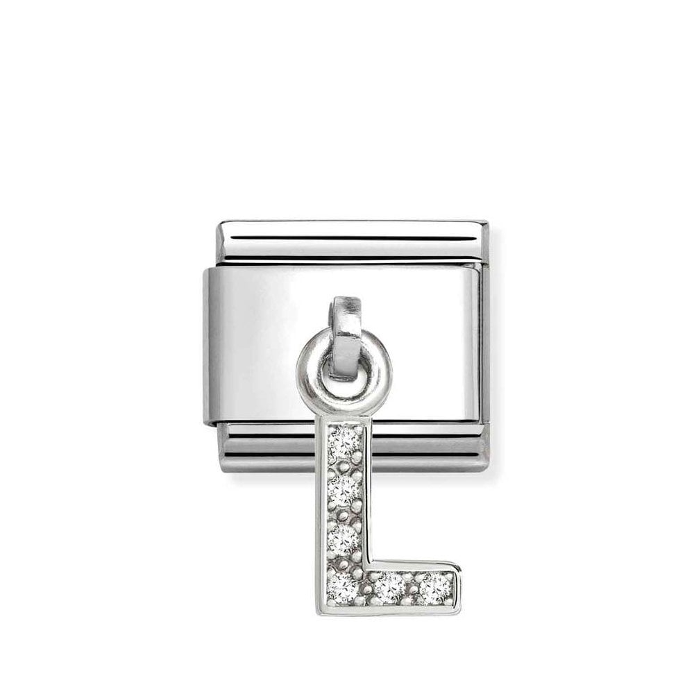 Composable Classic Link Letter L Pendant In Silver And Stones