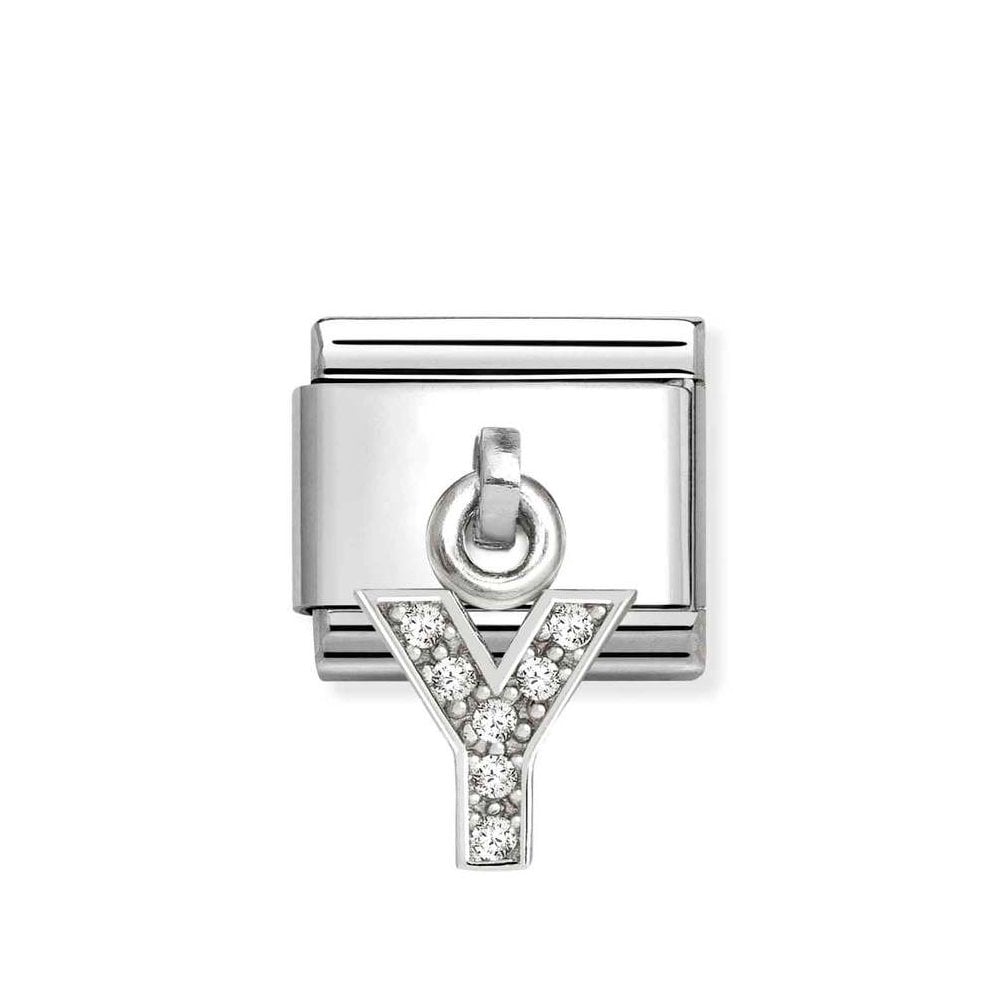 Composable Classic Link Letter Y Pendant In Silver And Stones