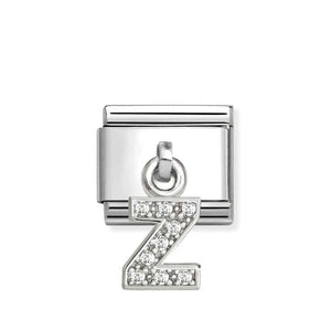 Composable Classic Link Letter Z Pendant In Silver And Stones