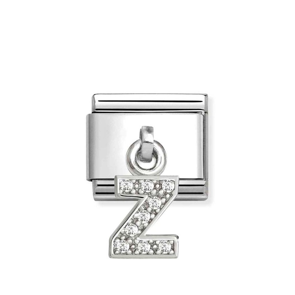 Composable Classic Link Letter Z Pendant In Silver And Stones