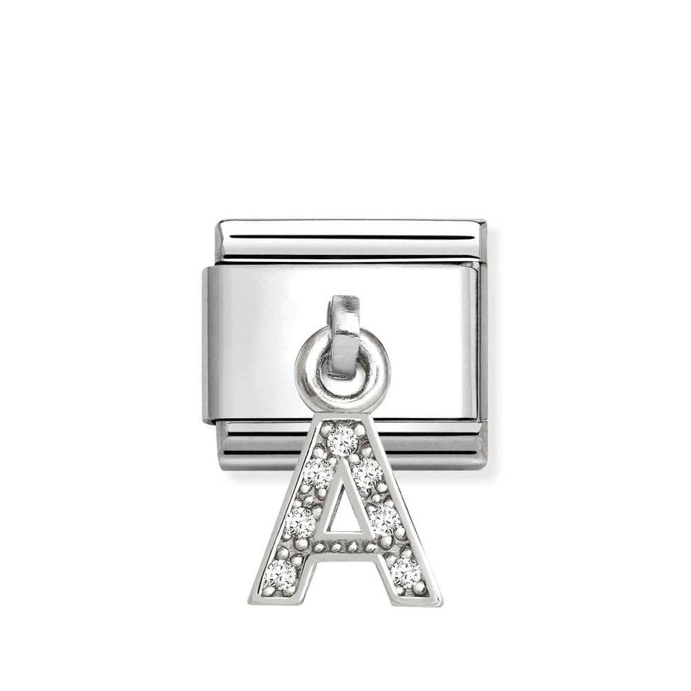 Composable Classic Link Letter A Pendant In Silver And Stones