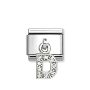 Composable Classic Link Letter D Pendant In Silver And Stones