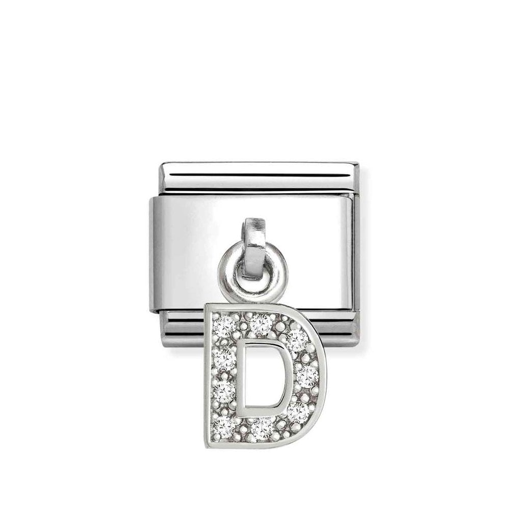 Composable Classic Link Letter D Pendant In Silver And Stones