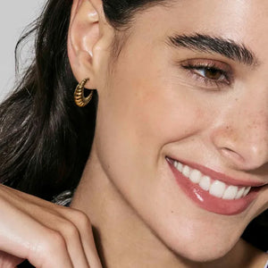 Ecclectica Earrings - Puffy Hoops Yellow PVD