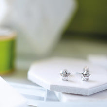 Load image into Gallery viewer, Miniature Sparkle Shining Star Pavé Stud Earrings
