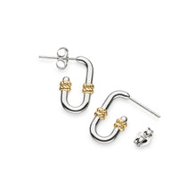 Load image into Gallery viewer, Marina Rope Bar Link Golden Stud Hoop Earrings
