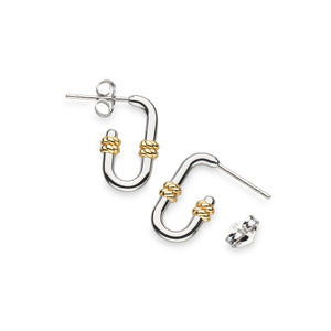 Marina Rope Bar Link Golden Stud Hoop Earrings