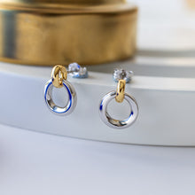 Load image into Gallery viewer, Bevel Cirque Link Golden Stud Earrings
