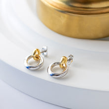 Load image into Gallery viewer, Bevel Cirque Link Golden Stud Earrings
