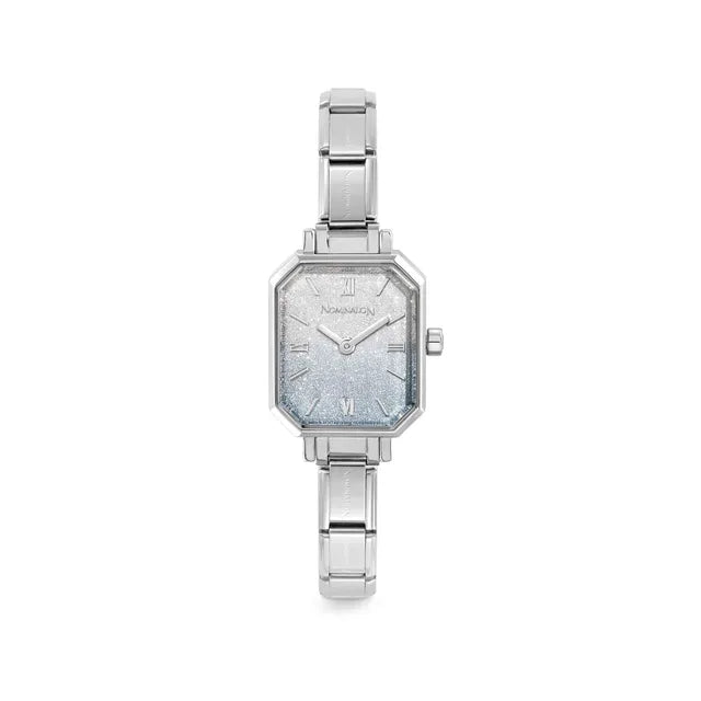 Paris Watch With Fade Glitter Light Blue-Silver