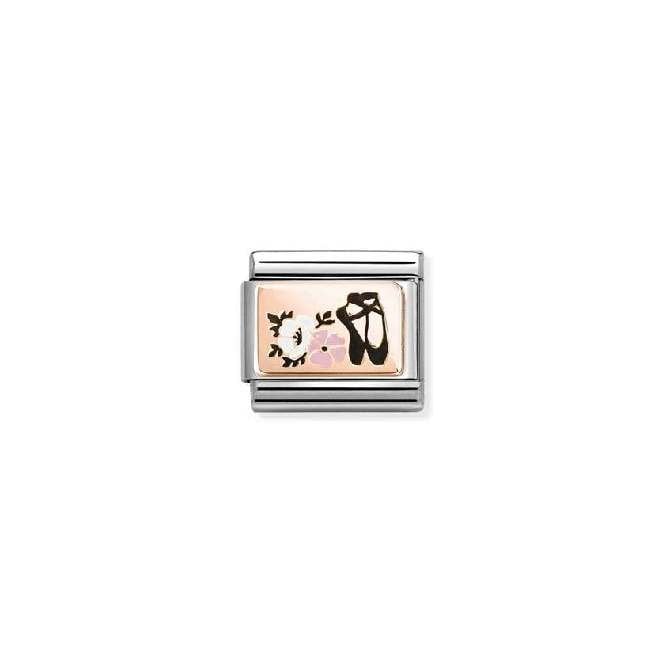 Composable Classic Link Ballet Shoes And Flowers Bonded Rose Gold
