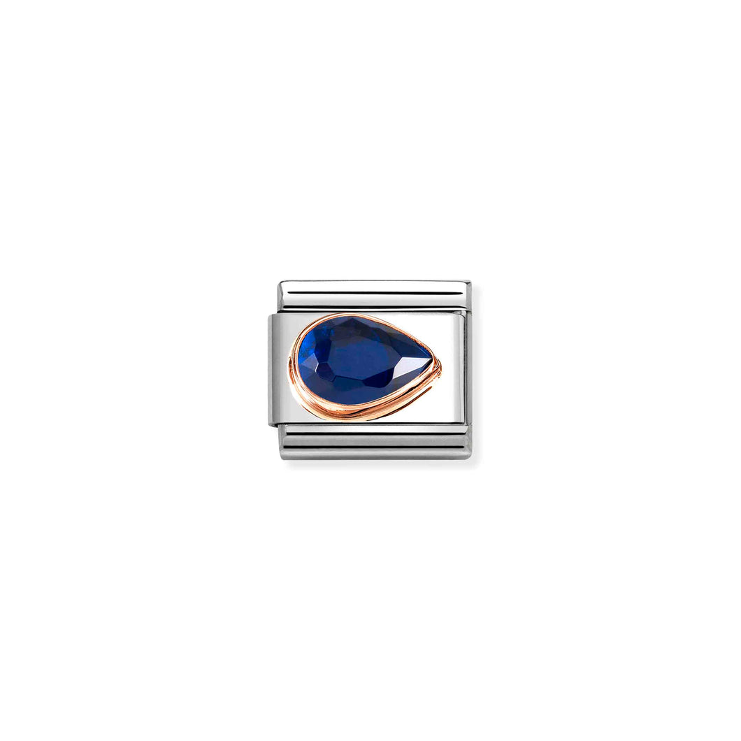 Composable Classic Link Bonded Rose Gold Blue Stone Drop Right