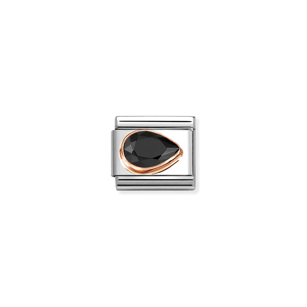 Composable Classic Link Bonded Rose Gold Black Stone Drop Right