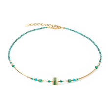 Load image into Gallery viewer, Necklace Square Stripes Gold-Green
