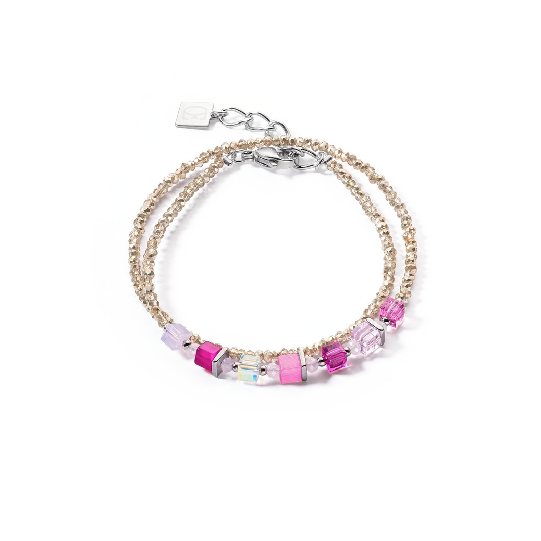 Joyful Colours Wrap Bracelet Silver Pink