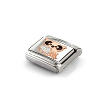Load image into Gallery viewer, Composable Classic Link Bonded Rose Gold Owl With Silver And Black Glitter
