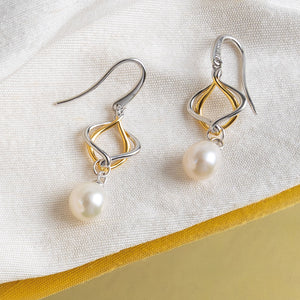 Alicia Golden Pearl Drop Earrings