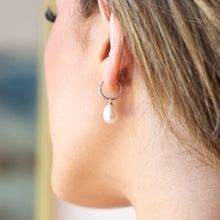 Load image into Gallery viewer, Revival Astoria Pearl Drop Hoop Earrings
