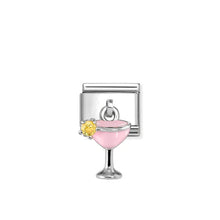Load image into Gallery viewer, Composable Classic Link Cocktail Glass Silver And Enamel With Stone
