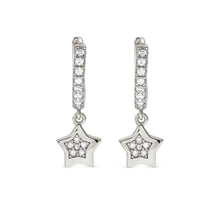 Load image into Gallery viewer, Petit Sparkle Hoop Earrings - Star Silver
