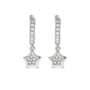 Petit Sparkle Hoop Earrings - Star Silver