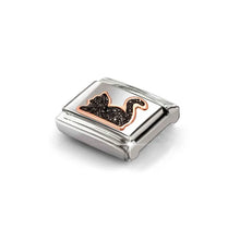 Load image into Gallery viewer, Composable Classic Link Bonded Rose Gold Cat With Black Glitter
