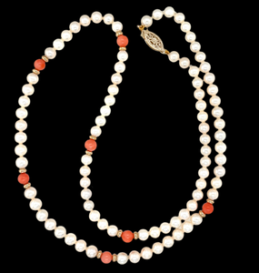 Freshwater Pearl And Coral Necklace