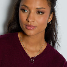 Load image into Gallery viewer, Love Silver Heart Outline Hinged Hoop Earrings
