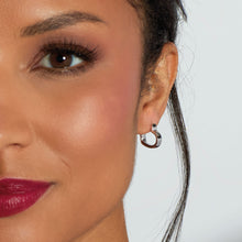 Load image into Gallery viewer, Love Silver Heart Outline Hinged Hoop Earrings
