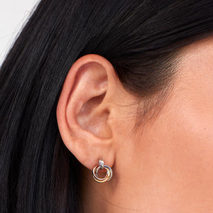 Bevel Trilogy Golds Link Stud Earrings