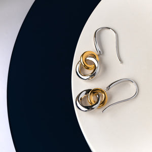 Bevel Cirque Link Gold Drop Earrings