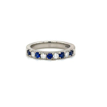 Load image into Gallery viewer, Platinum Sapphire And Diamond Half Eternity Ring
