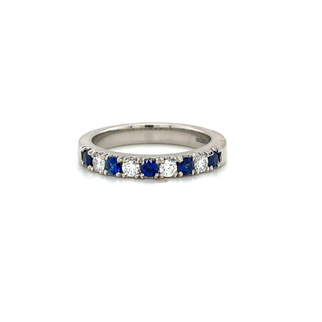 Platinum Sapphire And Diamond Half Eternity Ring