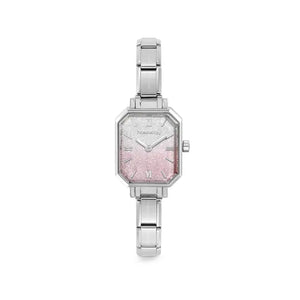 Paris Watch With Fade Glitter Pink-Silver