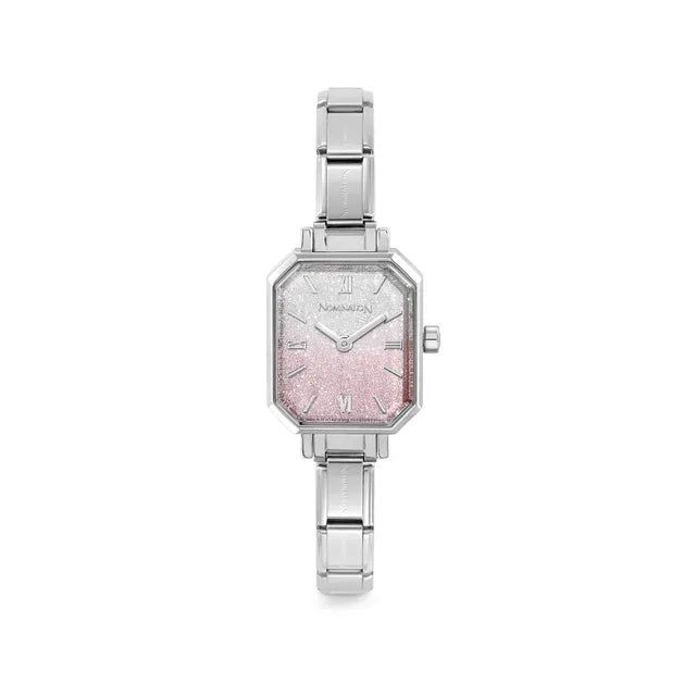 Paris Watch With Fade Glitter Pink-Silver