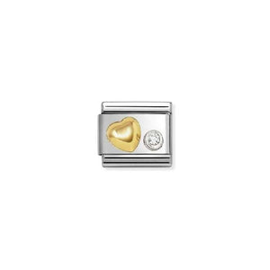Composable Classic Two-Tone Gold And Silver Raised Heart With White CZ