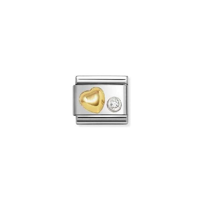 Composable Classic Two-Tone Gold And Silver Raised Heart With White CZ