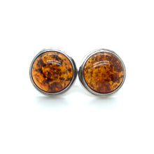 Load image into Gallery viewer, Round Amber Clip Earrings
