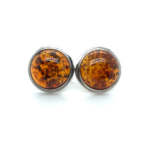 Round Amber Clip Earrings