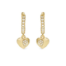 Load image into Gallery viewer, Petit Sparkle Hoop Earrings - Heart 18K Plated
