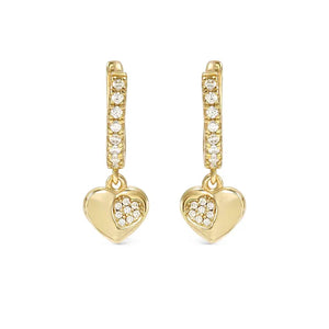 Petit Sparkle Hoop Earrings - Heart 18K Plated