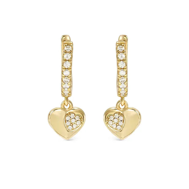 Petit Sparkle Hoop Earrings - Heart 18K Plated